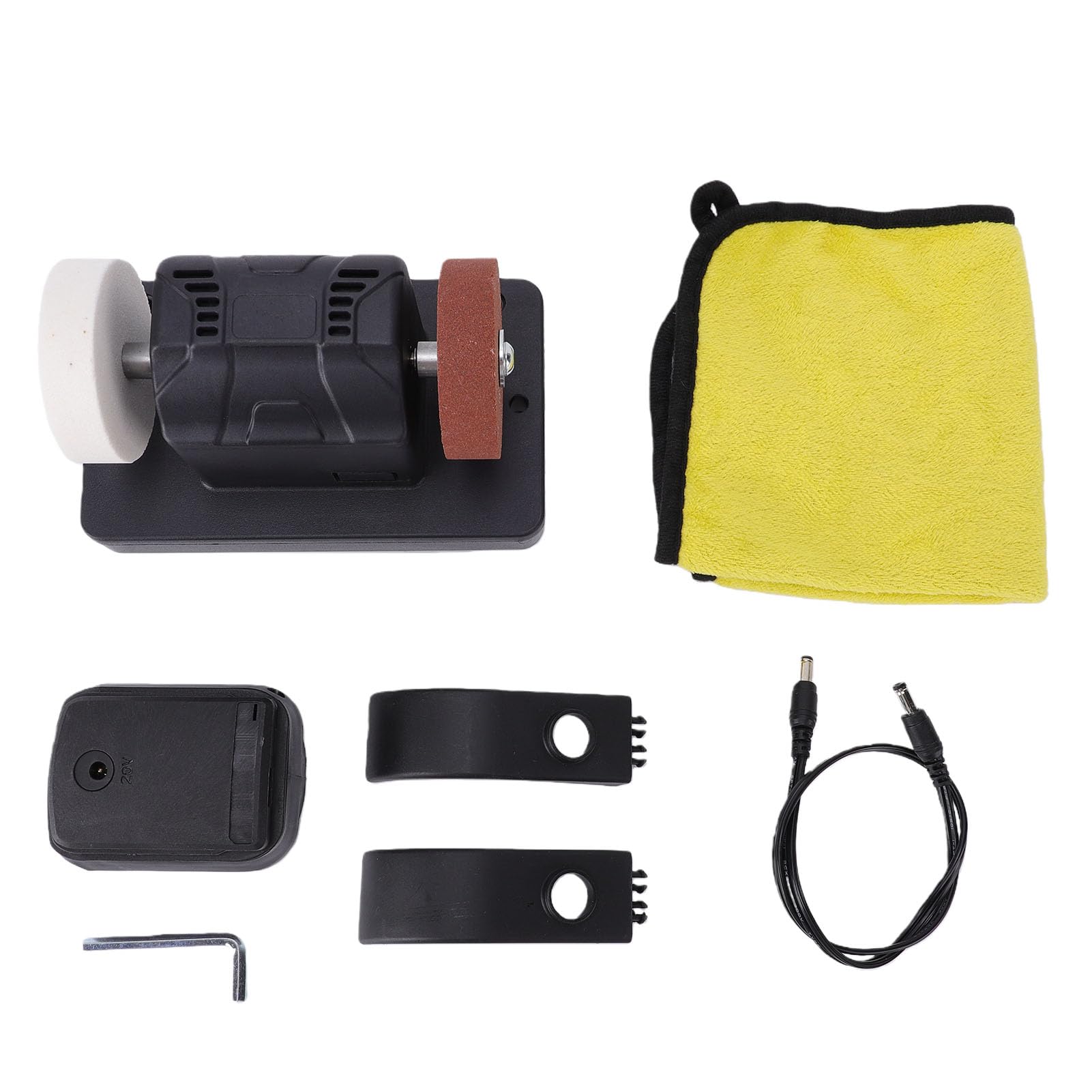 Fafeicy Amoladora de Banco Inalámbrica Mini Amoladora de Banco de Pequeña 2000-6000 RPM Velocidad Variable con Discos Abrasivos Dobles de 3 Pulgadas Grano 36 60 para