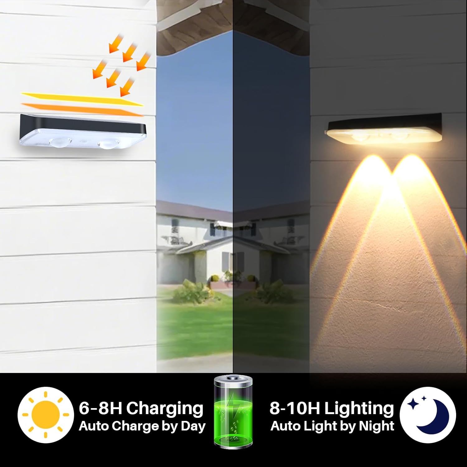Solar Fence Lights 8 Pack Bright LED Lens Downlights Waterproof 3000/4000/6000K 3 Modes Dusk to Dawn Deck Lighting Solar Powered for Step, Porch, Mailbox