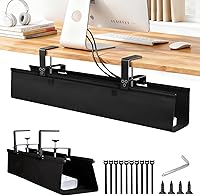 Vista 1 de Under Desk Cable Management Tray, 36-Inch Heavy Duty No-Drill Clamp & Screw Mount Cord Organizer, Holds Power Strip & Large Adapters for Home
