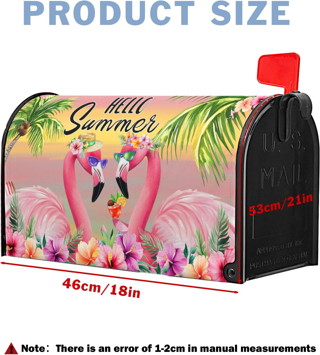 Hello Summer Mailbox Covers Flowers Floral Beach Flamingos Mailbox Cover Palm Tree Post Letter Box for Garden Standard Size 21x18 in for Yard Home Decor image 4