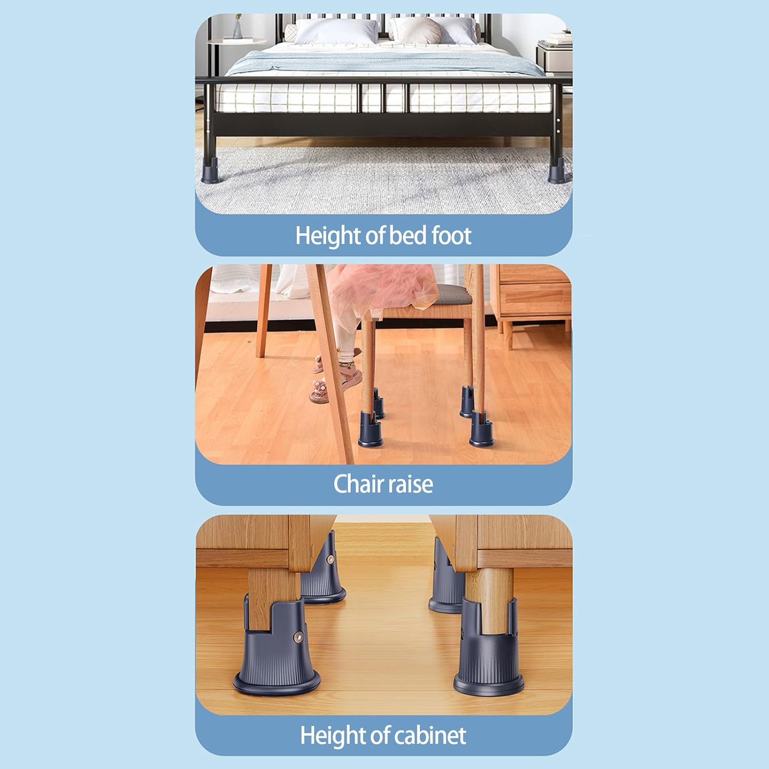 Pack of 4 Not Slip Furniture Leveling Pads Adjust Height Zinc Alloy for Chair Table Stability Repositionable Desk Leg Adjusters