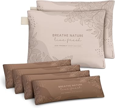 Roonin Bamboo Charcoal Bags Odor Absorber 6-Pack, Natural Air Purifier & Pet Safe Deodorizer for Home, Car and Closet - Odor Remover for Strong Smells