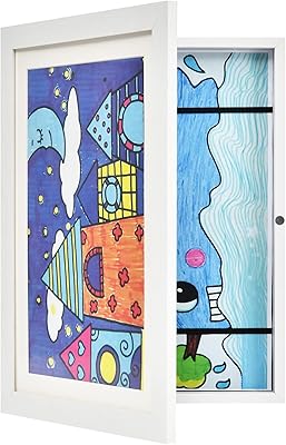 Kids Artwork Picture Frame - 8.5x11 Front Opening Changeable Storage Painting Frame Display A4 Hanging Art Projects for Children Crafting Schoolwork Drawing (White)