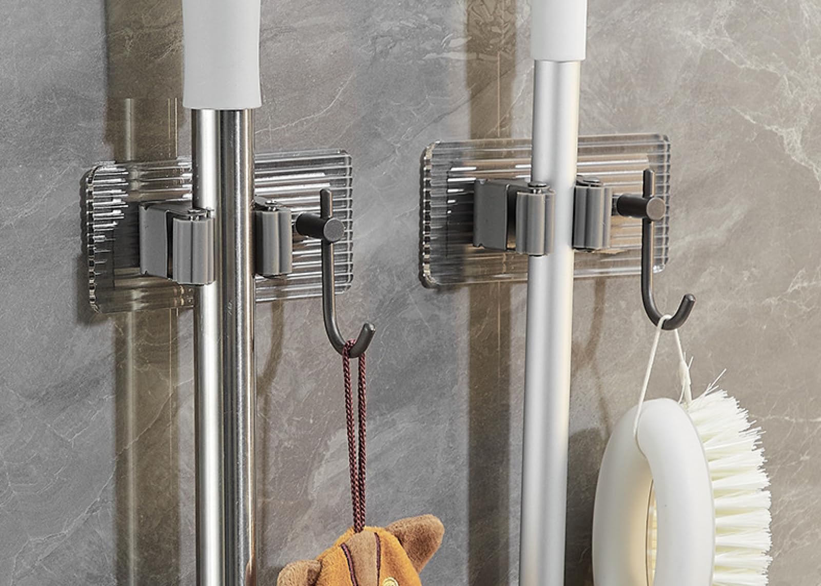 Fixation de Pince Murale de serpillière de Toilette Fixation, Rack de vadrouille à Cendres 3 pcs