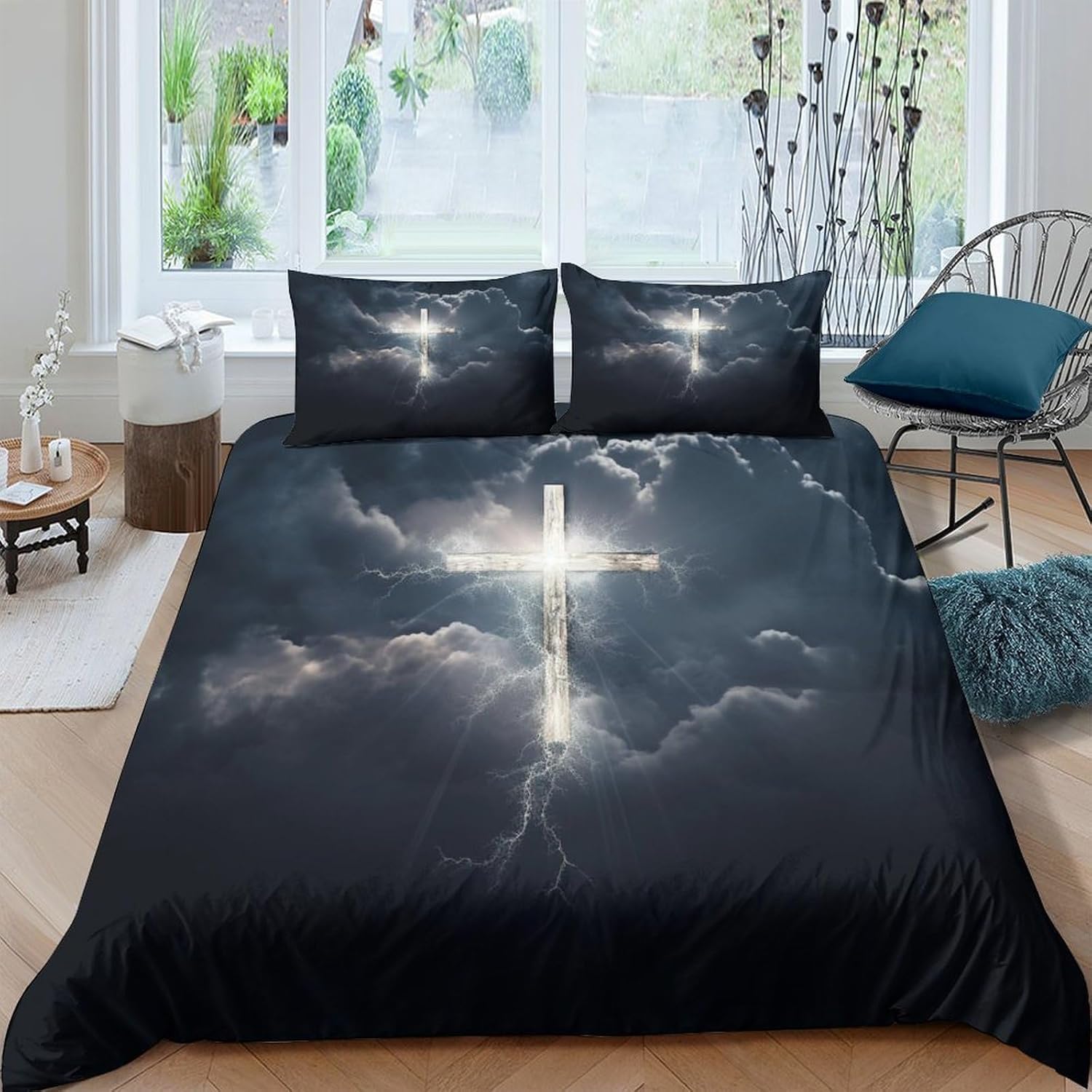Housse de couette 240x220 cm paysage pour parure de lit 1 ou 2 personnes