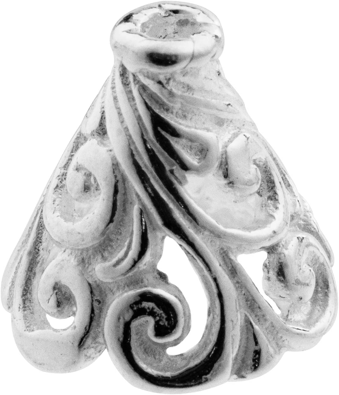 2 pcs .925 Sterling Silver Flower Filigree Bead Cone Cap 10mm/Findings/Antiqued Bright