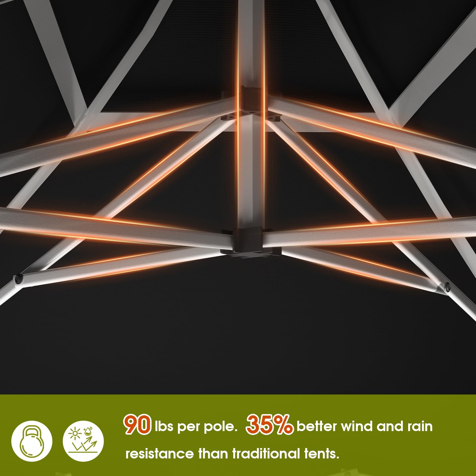 JUMMICO Gazebo 3x3 Pieghevole Impermeabile, 10cm di Altezza Interna Supplementare, Tessuto Robusto e Durevole, con Pareti Laterali, Ideale per Cortile, Balcone, Campeggio e Altro, Grigio