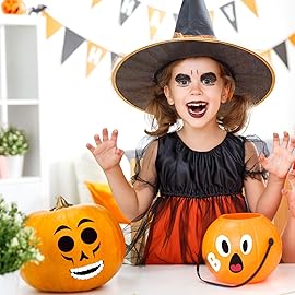 Happy Storm Pumpkin Stickers for Kids, 24 Sheets Jack o Lantern Face Stickers Pumpkin Decorating Kit Halloween Stickers Crafts Halloween Party Favors Supplies Activities Games Gifts for Kids