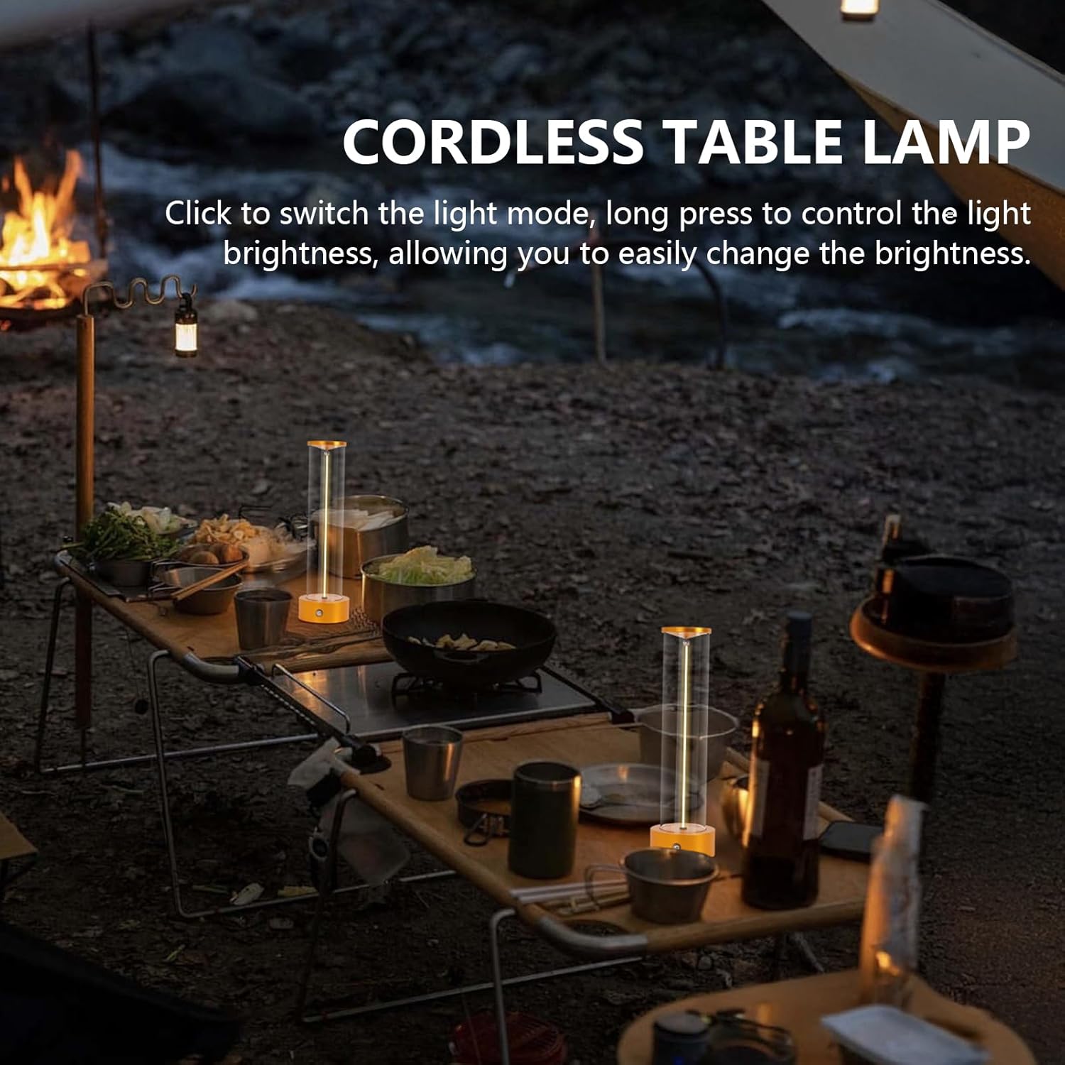 Rechargeable Cordless LED Orange Table Lamps Touch Sensor Light, 3-Levels Portable Dimming Wireless Battery Operated Lamp，Nightstand Lamp/Night Light/Restaurant Table/Outdoor/Coffee/Bar. (Yellow)
