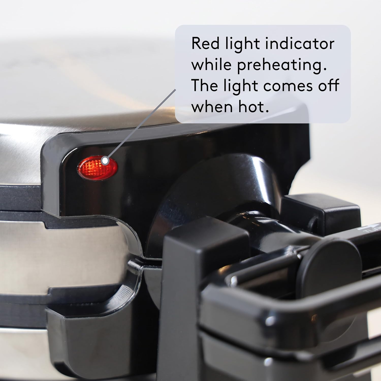 1400W Double Belgian Waffle Maker with 180° Rotation, Secure Handle Lock, Red Light Indicator, Non Stick 8" Cooking Plates and Removable Drip Tray for Easy Cleaning