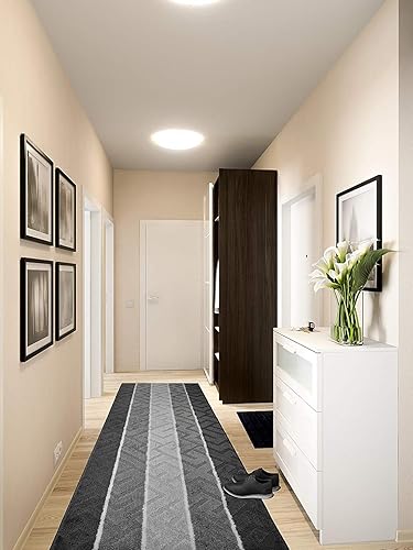 Miniatura 2 de Alfombra de pasillo de corte personalizado, antideslizante, 31 pulgadas de ancho x tu elección de longitud, flecha antracita, 31 pulgadas x 29 pies