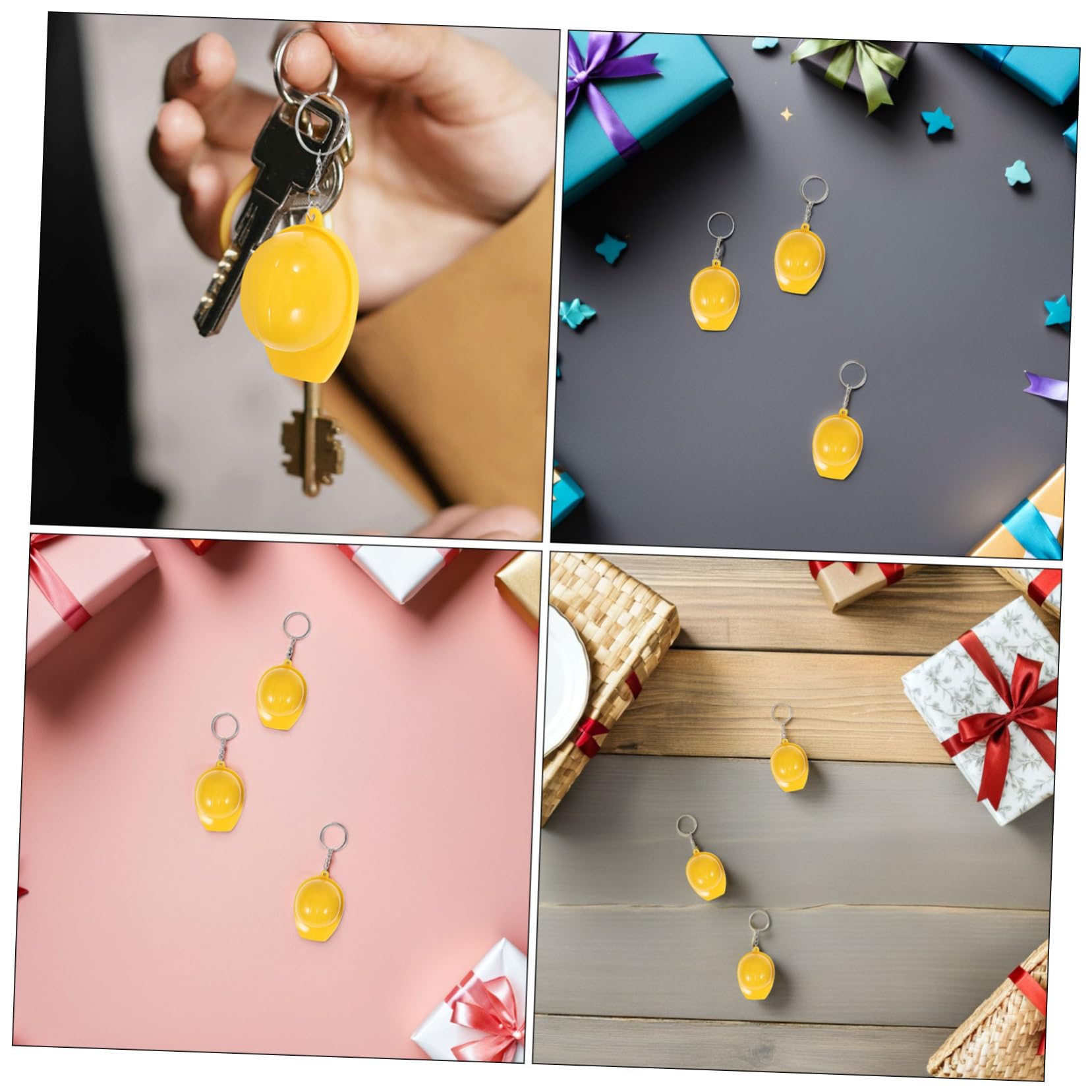 Healifty 100 Llaveros Divertidos de Sombrero de Seguridad Amarillo Diseño Realista y Material de Aleación de Zinc y Plástico, Ideales para Recompensas Escolares y Fiestas Temáticas