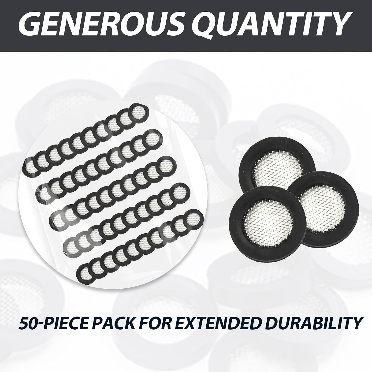 NIIIYTYB Shower Head Gasket with Wire Mesh Middle 50 Pack Rubber Washer for Showerhead Door Water Hose Prevent Leakage 3/4 40 Mesh O-Ring Gasket with Screen Sink Rubber Flow Restrictor