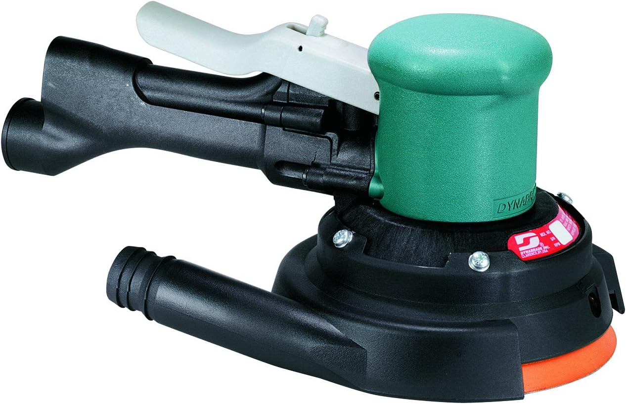 Dynabrade 58443 6" (152mm) Dia. Two-Hand Gear-Driven Sander, Central Vacuum, .45 hp, 900 rpm, Rear Exhaust, Vinyl-Face Pad