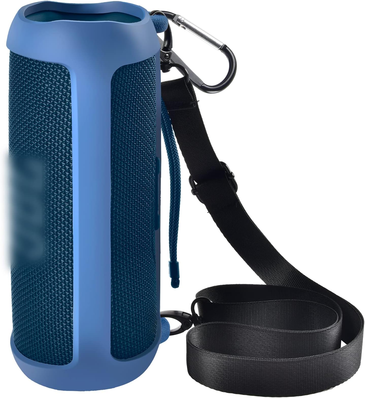 Silicone Case for JBL FLIP 6 Waterproof Portable Bluetooth Speaker, Gel Soft Skin Rubber Cover, Travel Carrying Storage Bag Pouch with Shoulder Strap and Carabiner - Blue