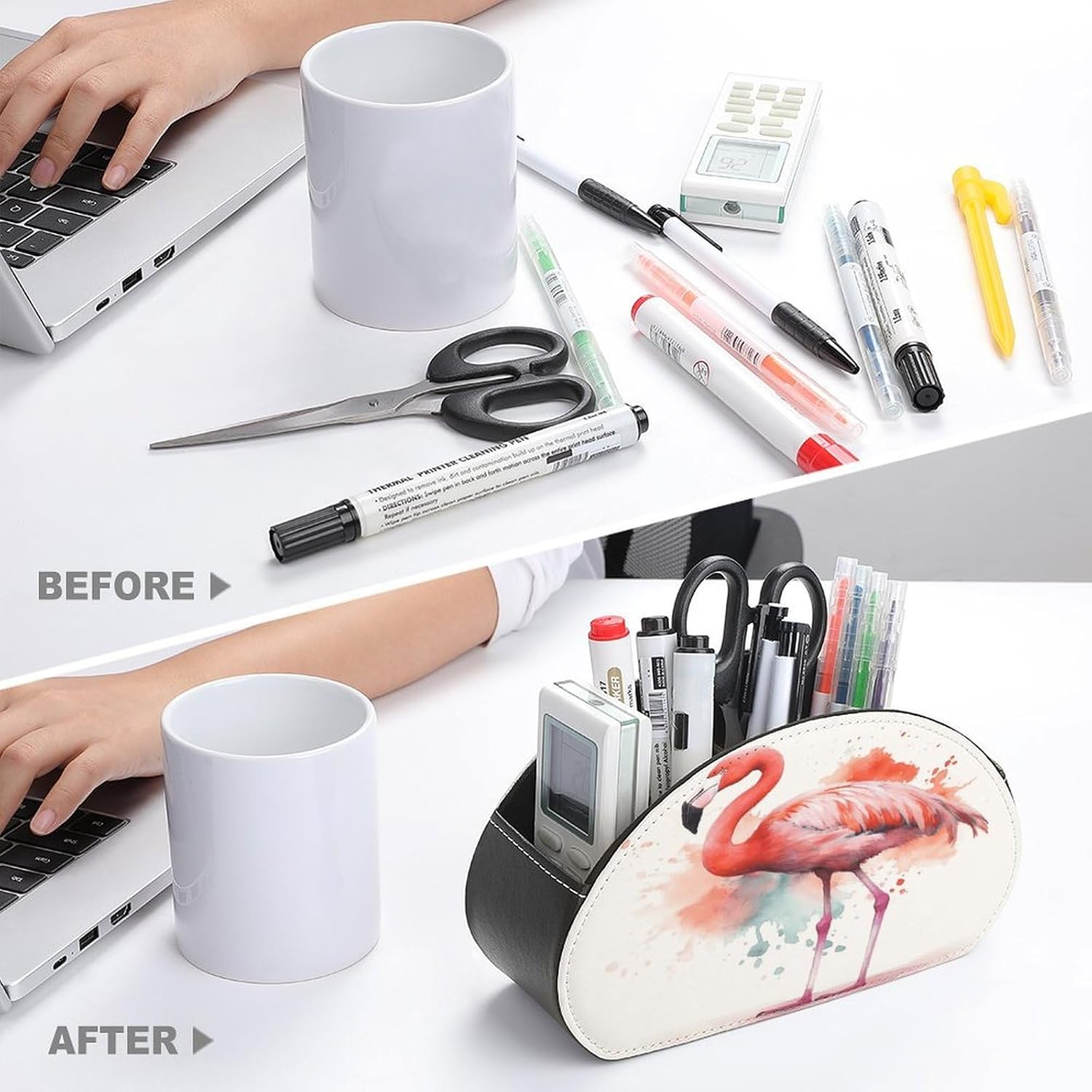 Watercolor Flamingo Remote Control Holder with 5 Compartments image 3