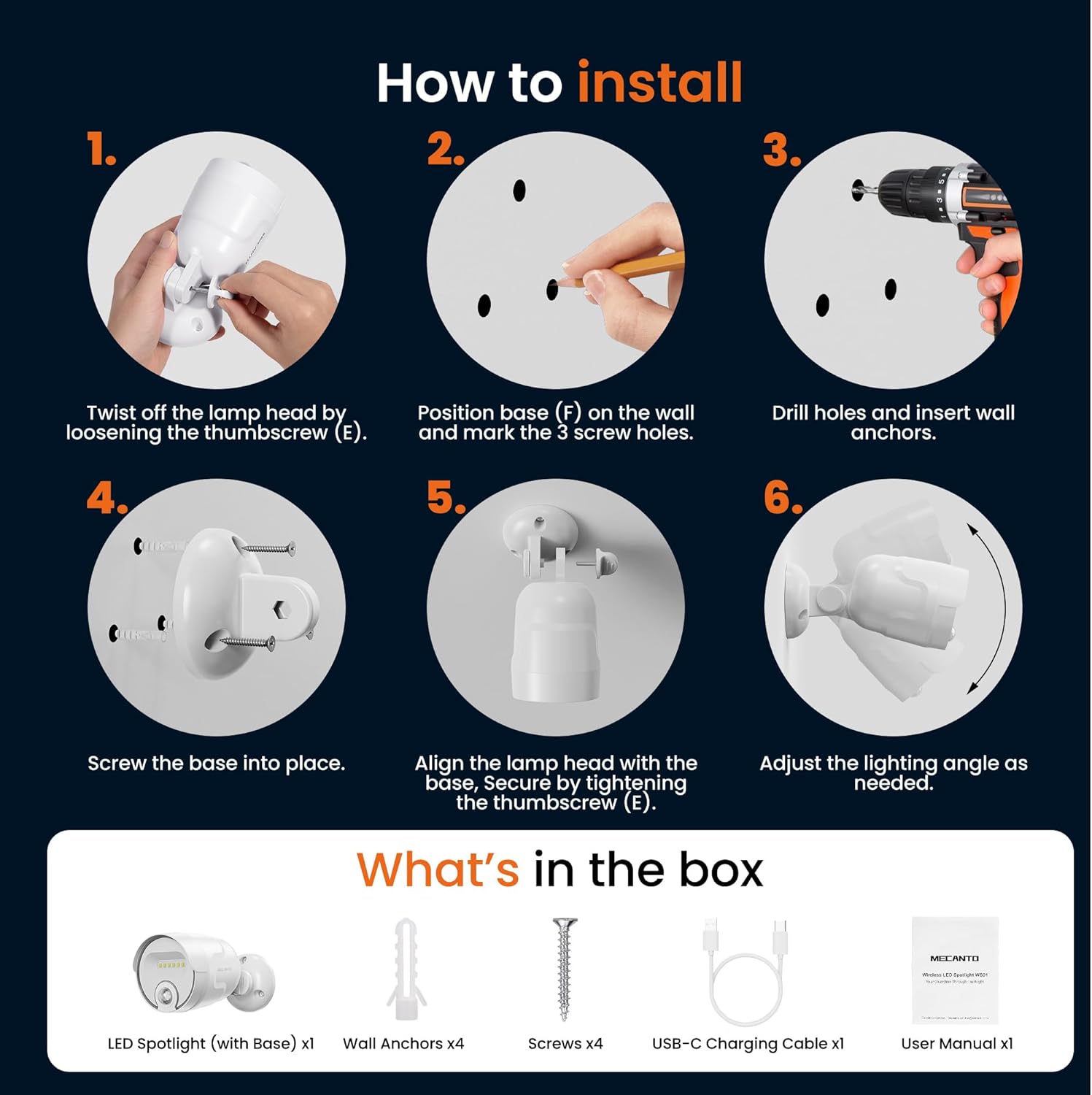 Battery Operated Motion Sensor Light Outdoor, 4000mAh Rechargeable 600 Lumen Battery Powered Spotlight Outdoor Waterproof for Porch, Garage, House(2 Pack)(Non-Solar)