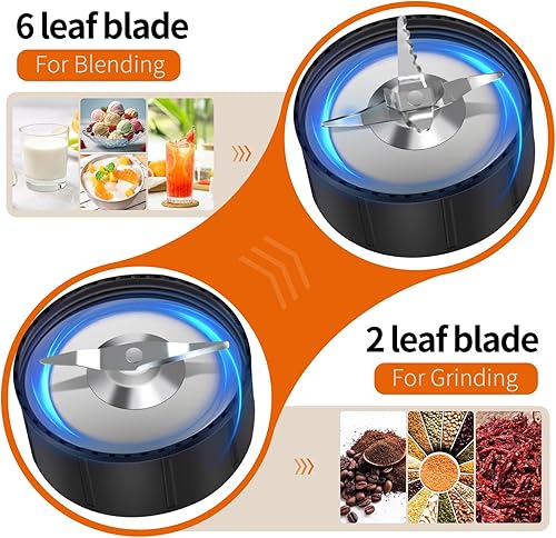 Miniatura 2 de Licuadora de 900 W para batidos, licuadora personal para batidos y trituración de hielo para cocina con 3 tazas portátiles, licuadora de una sola