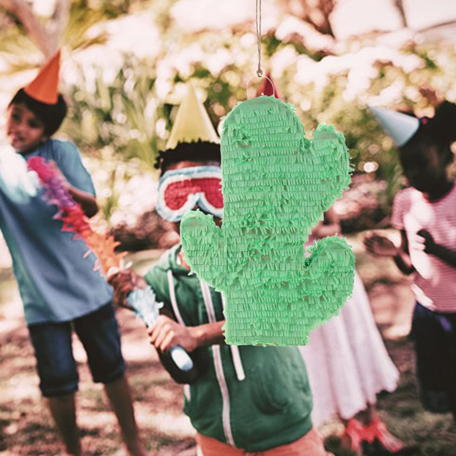 Kisangel Piñata de Cactus de Papel Verde para Celebracion Verano con Juego Interactivo y Fácil de Colgar Adecuado para Fiesta Hawaiana y Cumpleaños Infantil