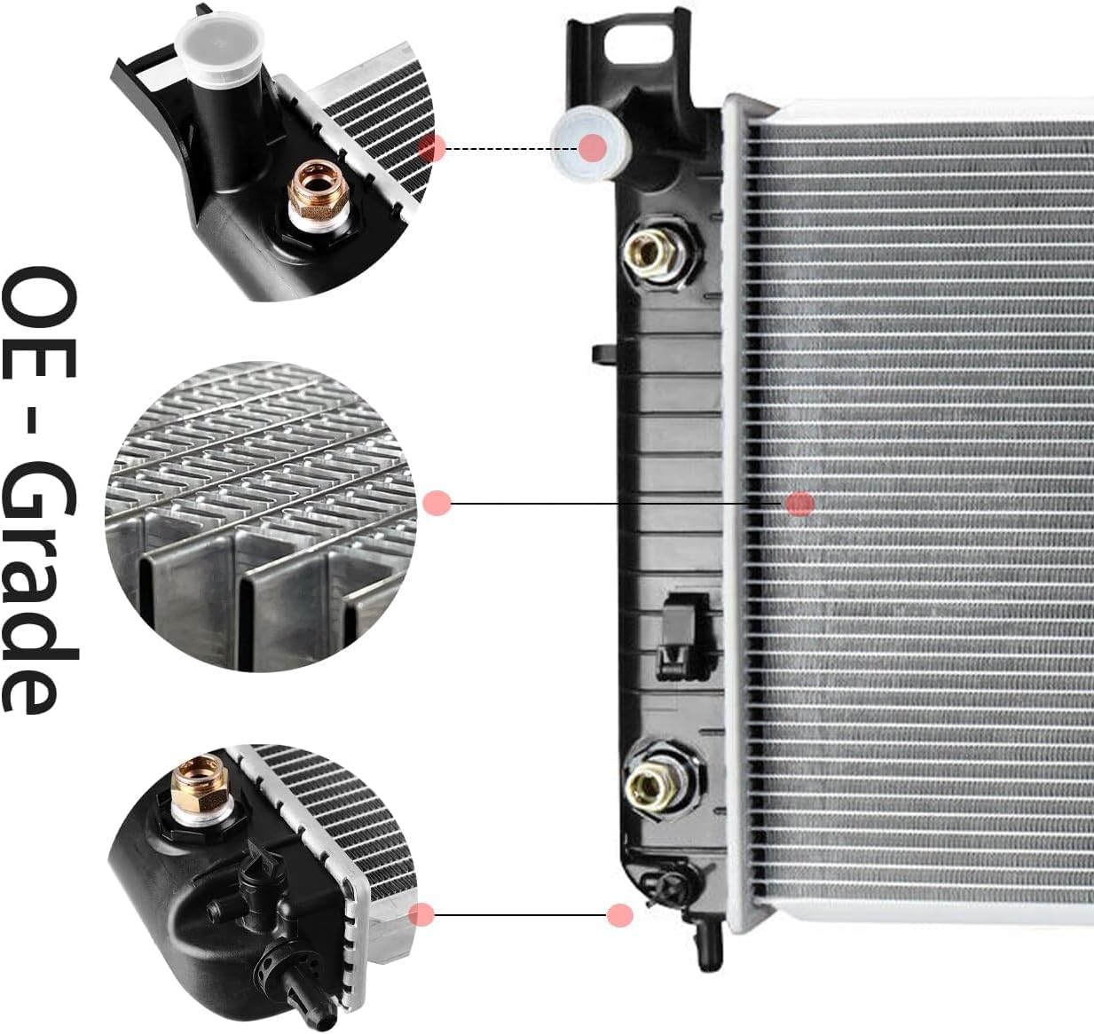 RAYTEN 2370 Radiator Compatible with Cadillac Escalade 6.0 V8 2002-2006, 34'' Radiator for Chevy Silverado 1500 2500 Suburban Tahoe 4.8 5.3 6.0L | 26mm Core Thickness