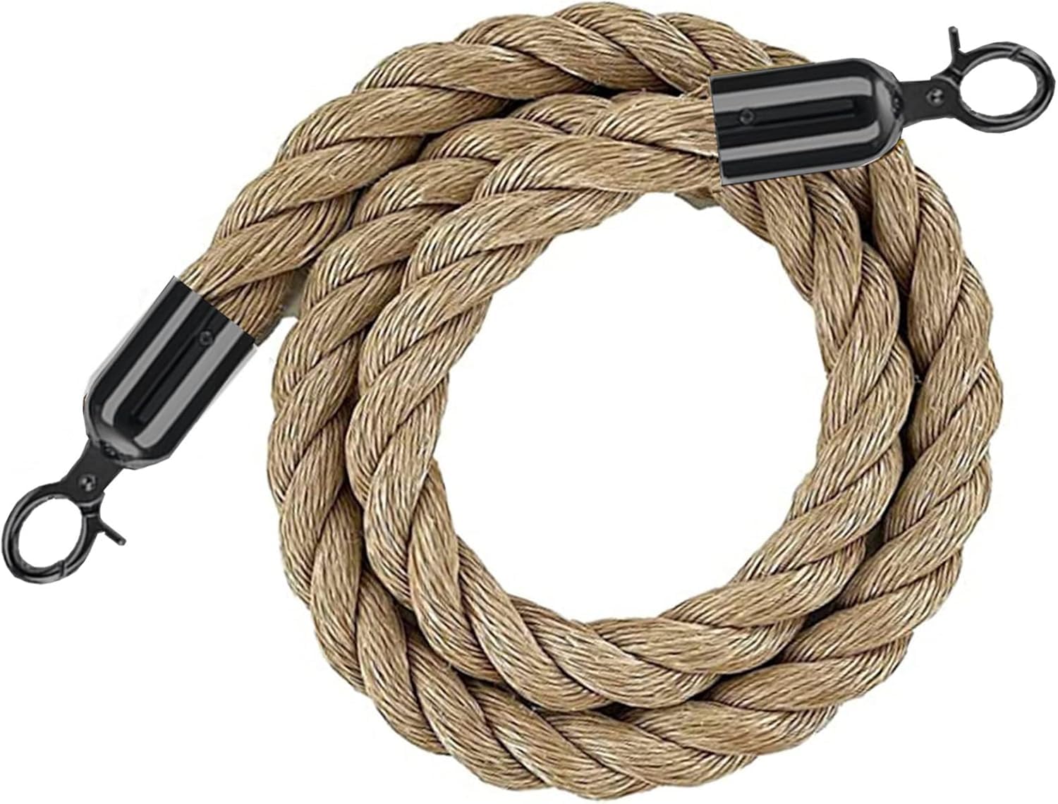 GLDYTVF Crowd Control Barrier Ropes 2m/6.6ftDurable Hemp with Polished Snaps & Black HooksSafety Stanchions for Event Queue Management & Line Control