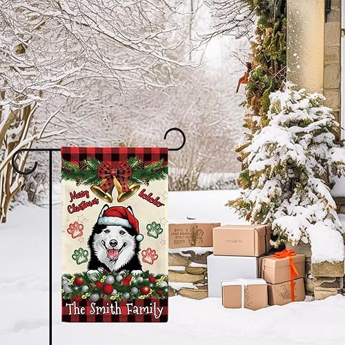 Miniatura 2 de MALIHONG Bandera de casa de Feliz Navidad con diseño de Border Collie para perro, bandera grande de 28 x 40 pulgadas, vertical, doble cara, a