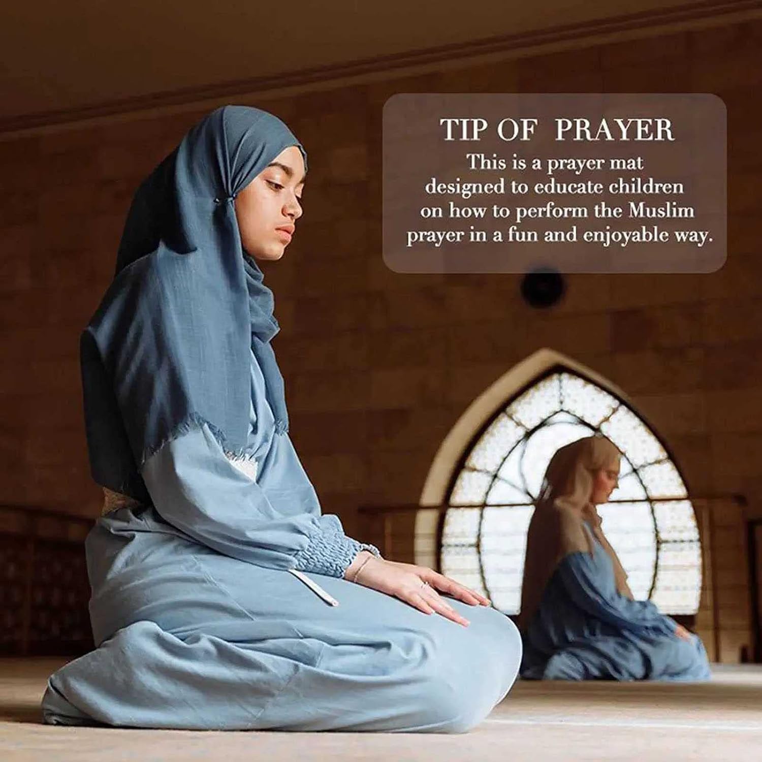 urns Foldable Smart Intelligent Muslim Prayer Rug - Electronic Islamic Prayer Carpet Mat, Adult/Kids, Blue, Medium, Machine-Made Cotton, Non Slip, Spot Clean Only