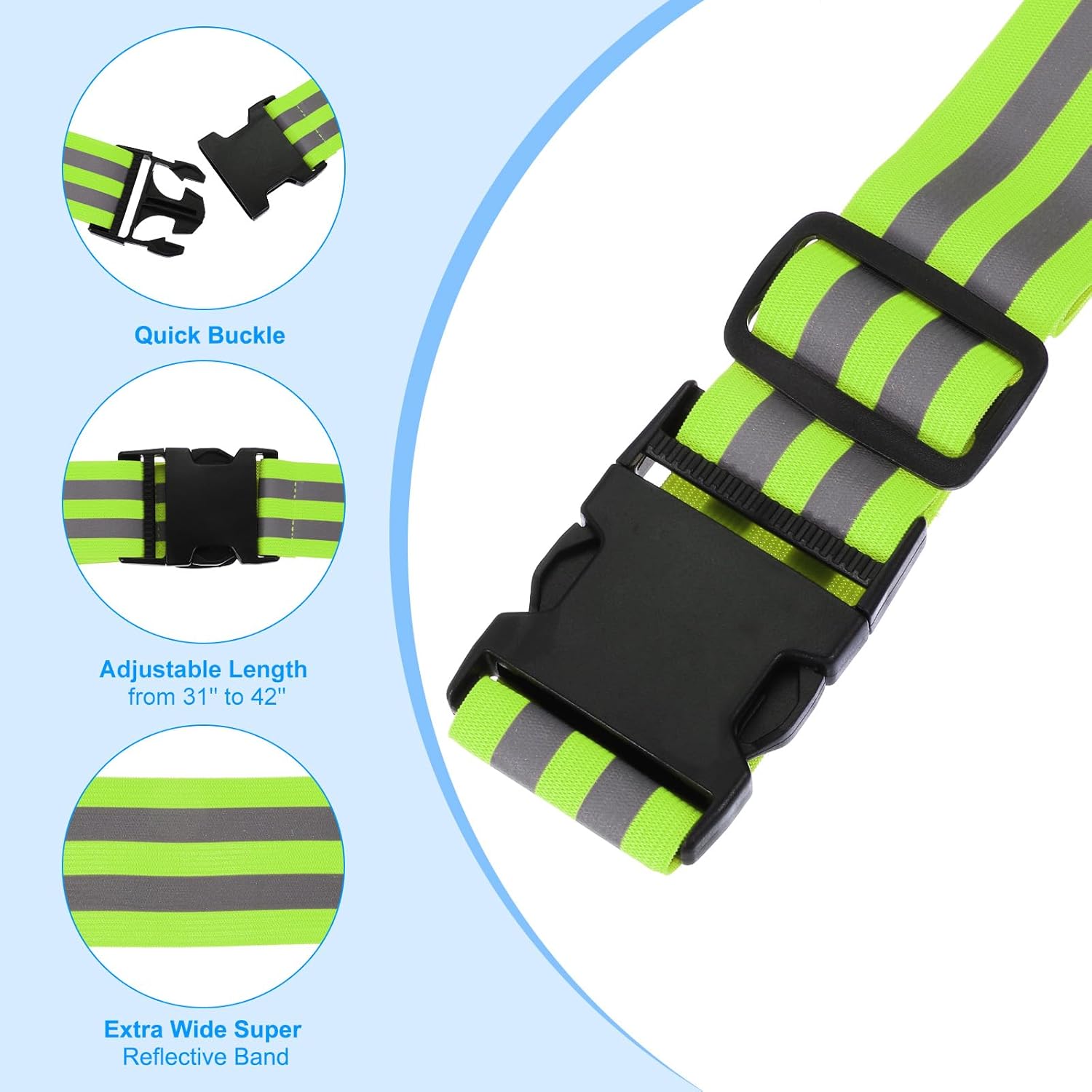 PATIKIL Adjustable Reflective Running Belt, Glow Pt Belt Sash for Cycling