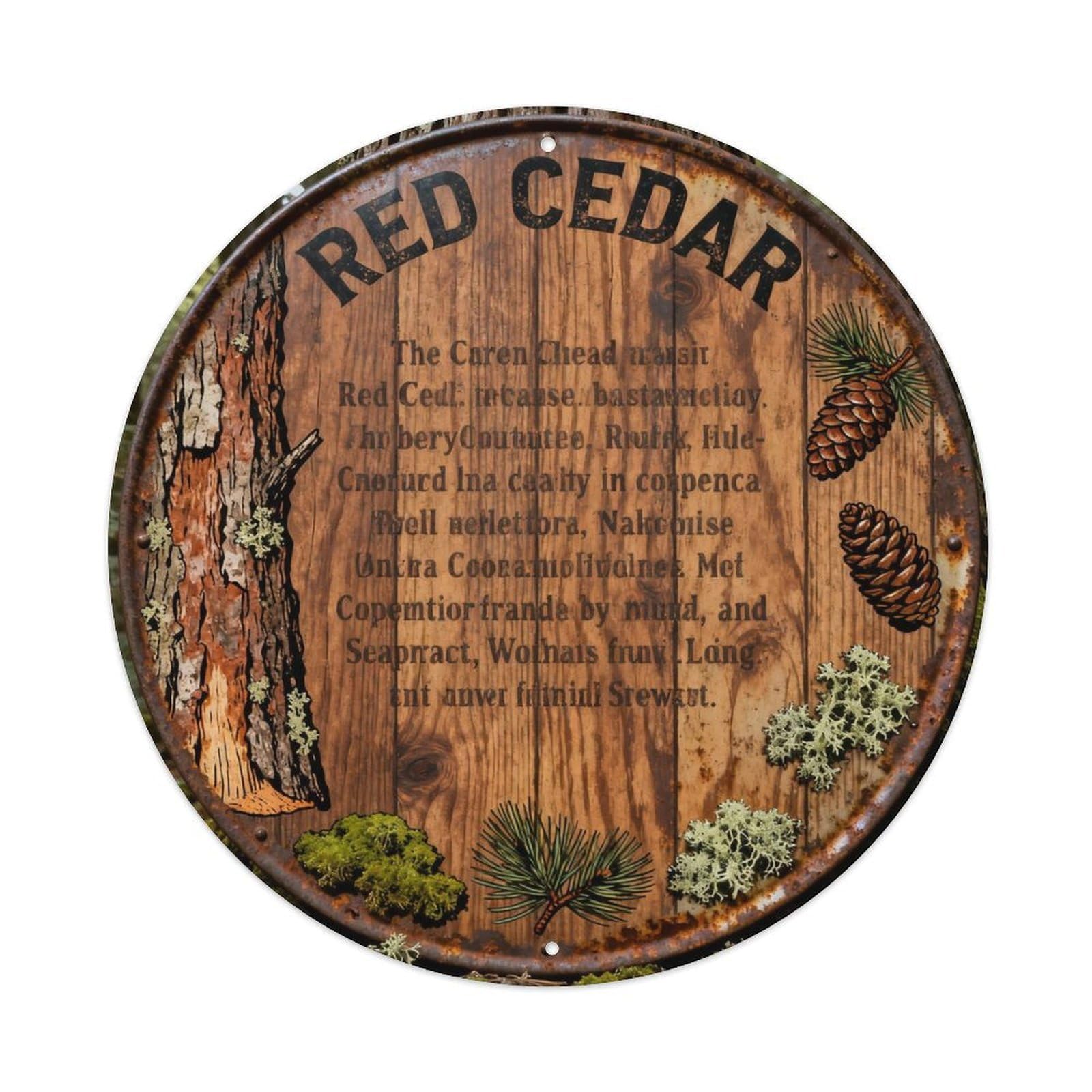RED CEDAR Metal Tin Sign Plaque