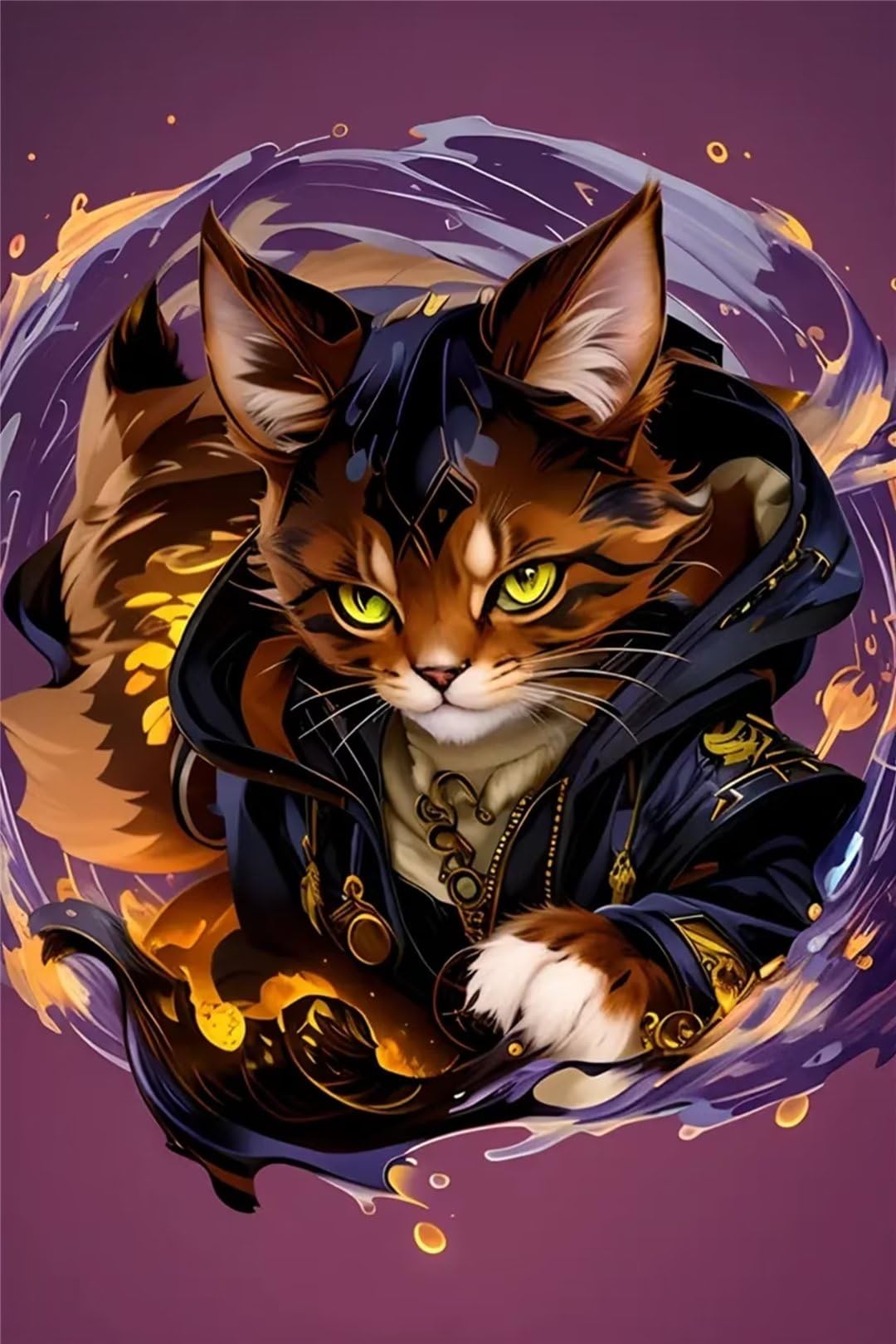 Broderie diamant chat IA 5D kit complet 40x50cm pour loisirs créatifs