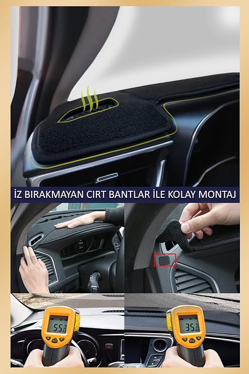 Torpido Koruma Halısı Siyah Kenar Renk Siyah Renault Clio 4 2012-2020 ile uyumlu