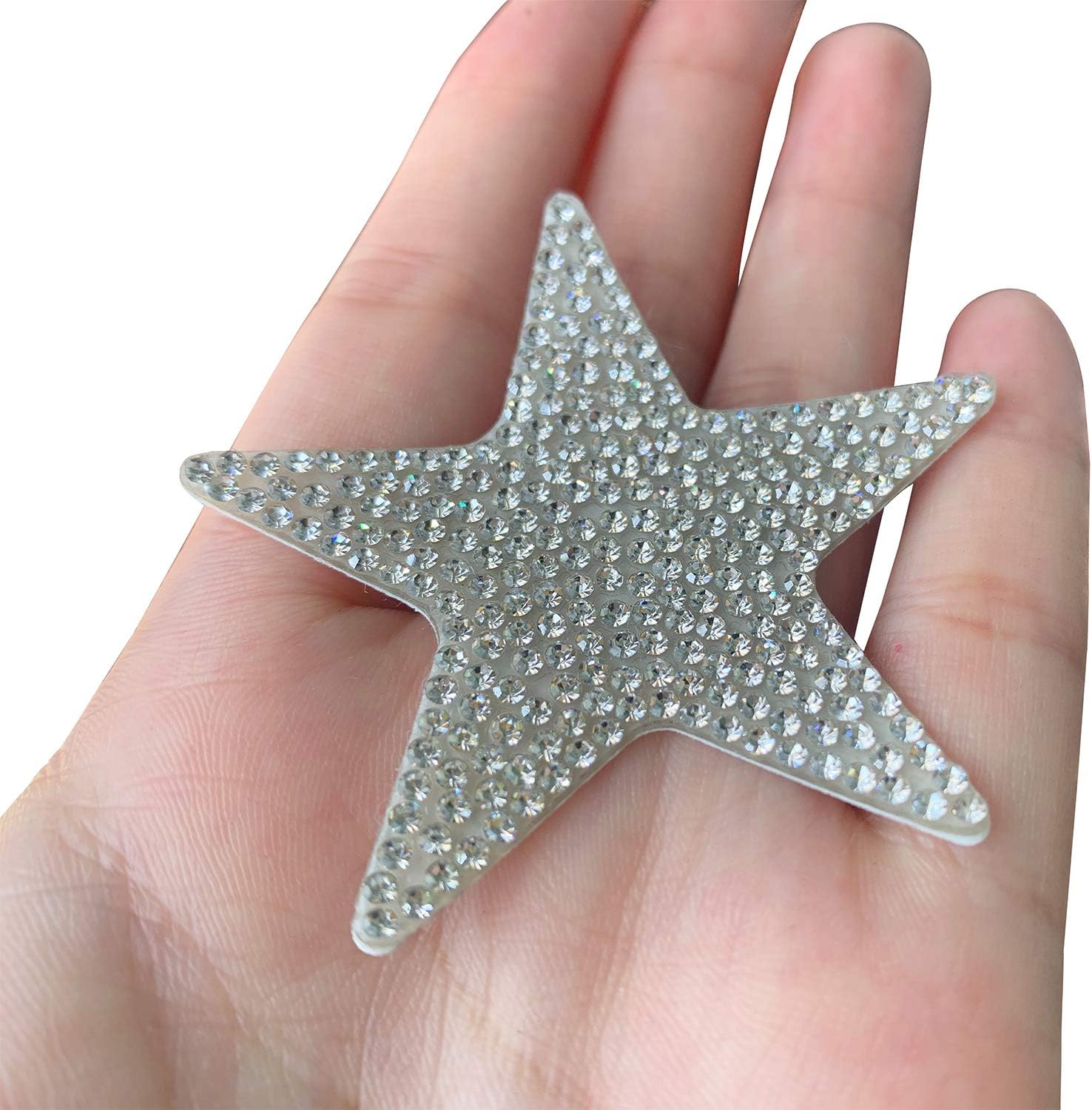 Bling Crystal Rhinestone Car Sticker Decal, Waterproof Bling Sticker Decor for Car Bumper Window Laptops (Star, Sliver)