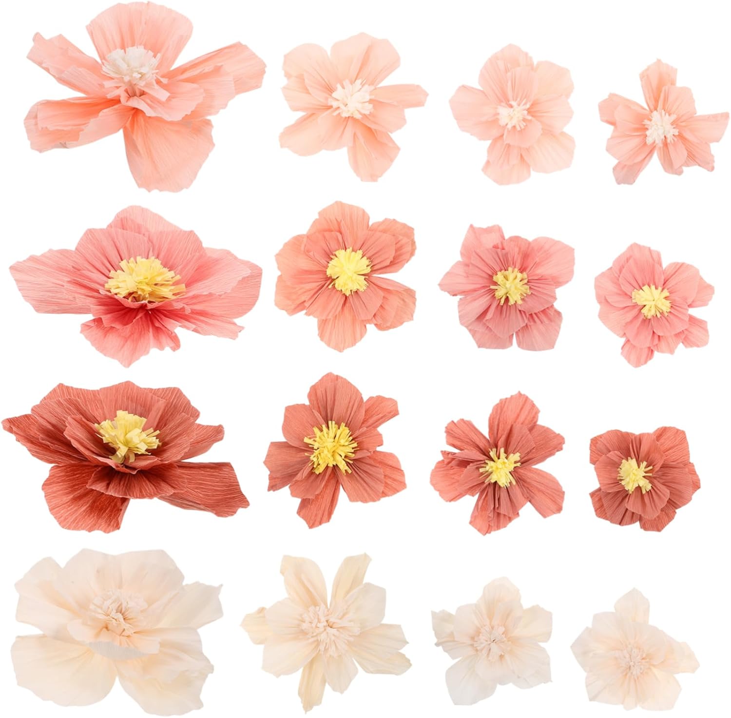 24pcs Crepe Paper Flower Wall Decor Wrinkle Paper Art Flowers for Wedding Shower Party Decorations Elegant Backdrop for Memorable Photography