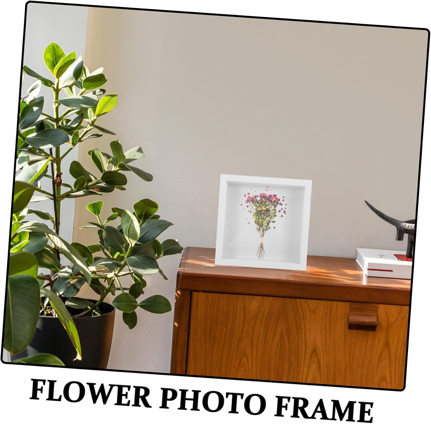 4pcs Preserved Flower Photo Frame Wooden Dried Flower Display Cases Artistic Shadow Box for Home Decor