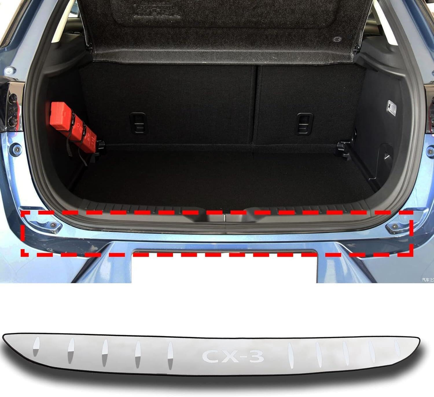 Car Stainless Steel Rear Bumper Protector, for Mazda CX-3 CX3 2016-2021 Accessories, Auto Parts Tailgate Back Trunk Door Sill Cover Scuff Plate Strip Guard Protection