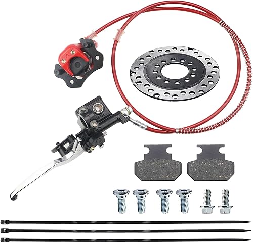 PRO BAT Sistema de pinza de freno de disco hidráulico trasero, cuatrimoto, cilindro maestro con pastillas de freno para cuatrimoto de 50 cc, 70 cc,