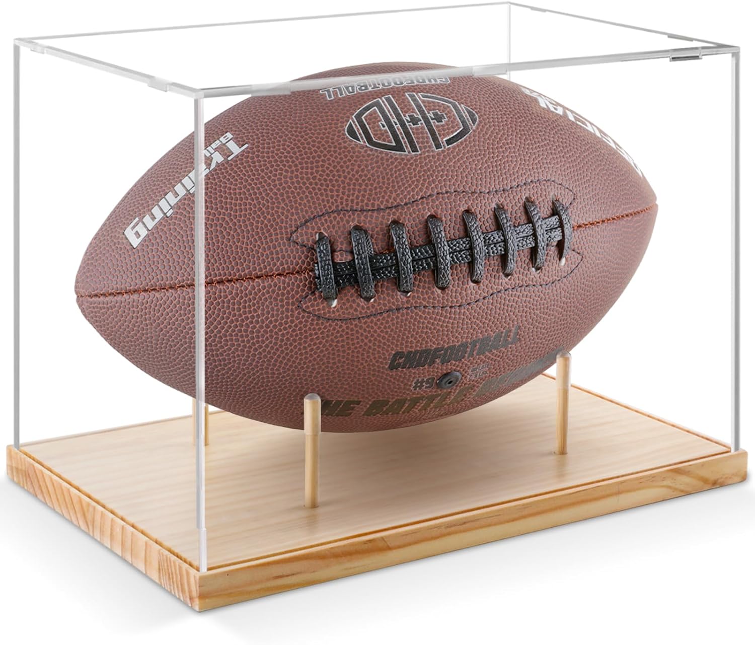 Football Display Case, Acrylic Display Case with Removable Stand, , UV Protected Display Case for Autographed Footballs, Sports Collectibles, Trophy, Action Figure and Models