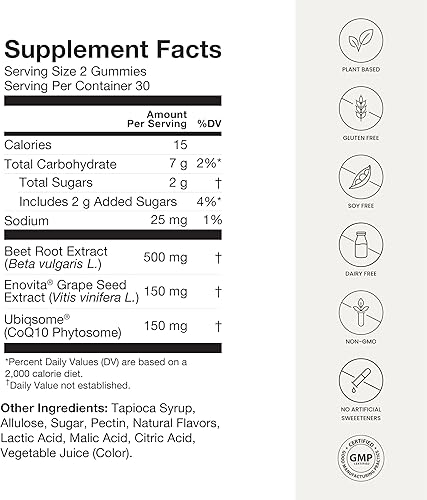Miniatura 10 de Humann SuperBeets - Gomitas de corazón 3 en 1, 3 veces de absorción CoQ10, más extracto de remolacha y extracto de semilla de uva para una salud