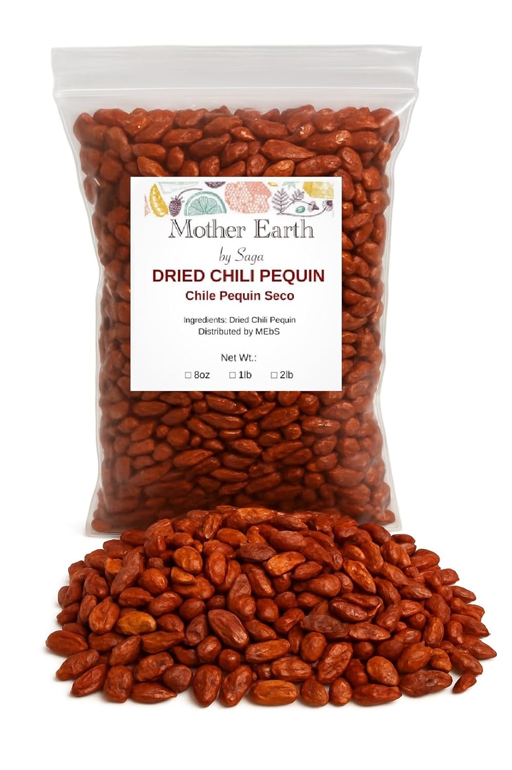 Dried Whole Chile Pequin Peppers – 100% Natural Mexican Chili – Spicy Flavor for Salsas & Cooking – 16 oz Resealable Bag