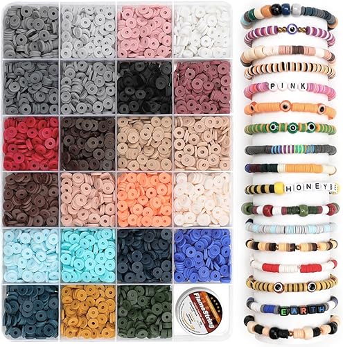 Miniatura 7 de Bundooraking - 2000 cuentas de arcilla negra (0.236 pulgadas), cuentas de arcilla para hacer joyas, cuentas Heishi, cuentas de arcilla para hacer