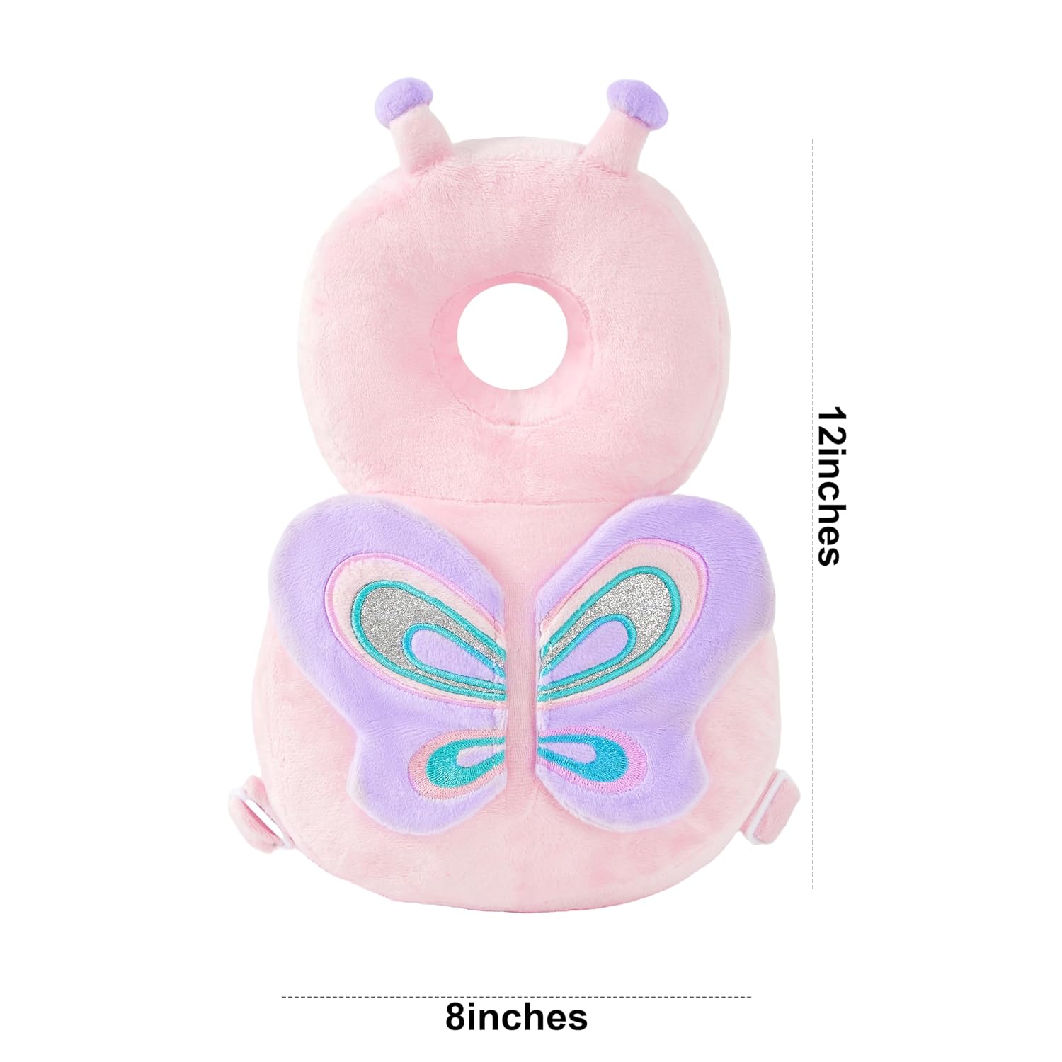 Baby Back Potection Toddler Safety Protector Cushion Pad Toddler Backpack for Crawling Walking Adjustable Toddlers Back Safety Pad for Boys and Girls(Pink Butterfly)