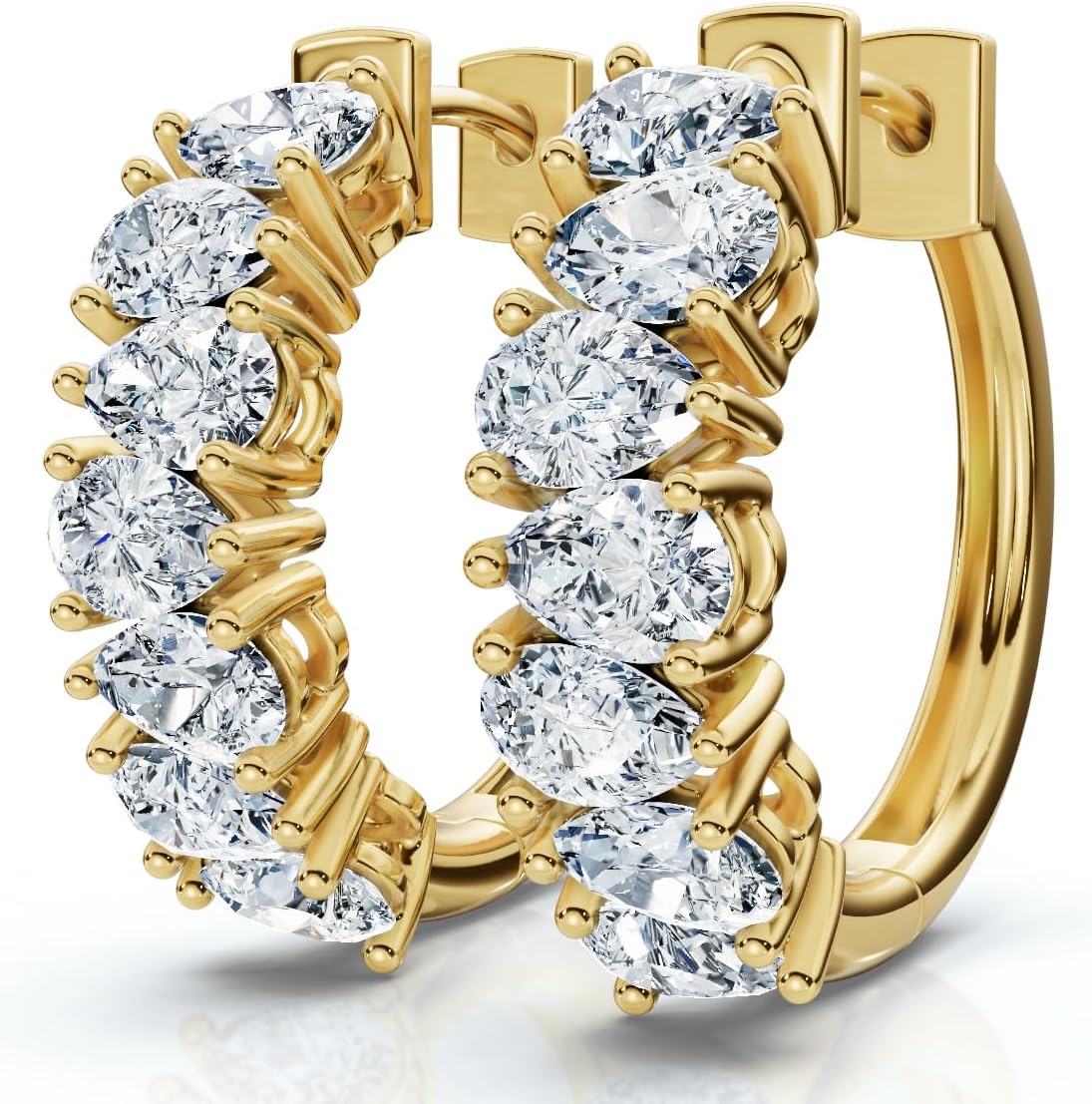 Pompeii 2-6 Ct Pear Shape Diamond Hoops 14k Gold Lab Grown Women's Earrings (,VS1-VS2)