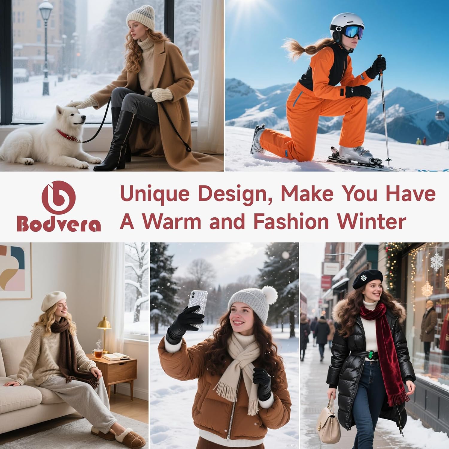 Womens Winter Beanie Hat Scarf Set,Thermal Fleece Lined Women Beanie with Pom Warm Knitted Neck Scarf Cold Weather - Image 6