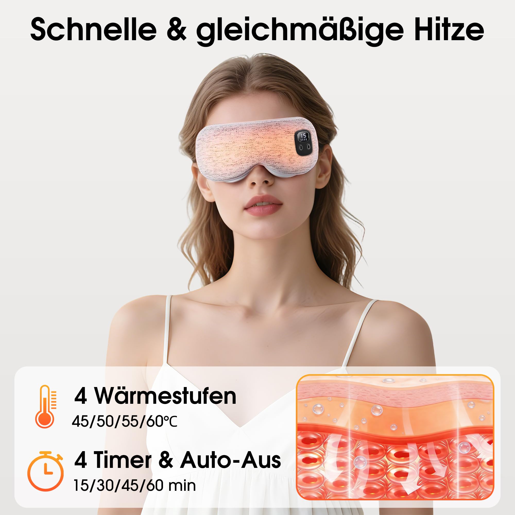 BOYUNSHI Augenmaske Wärmend, Beheizte Augenmaske zur Linderung von trockenen Augen, Gerstenkorn, Blepharitis, Schlafverbesserung, Waschbarer Wärmebrille mit 4 Wärmestufen & 4 Timer