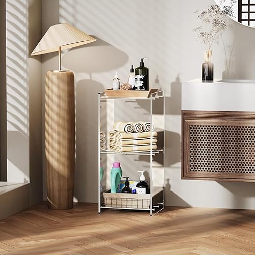 Miniatura 8 de solaround Acrylic Narrow Bookcase Skinny Bookshelf Modern Display Storage Organizer for Living Room Office Bathroom (Clear, 3 Tier)