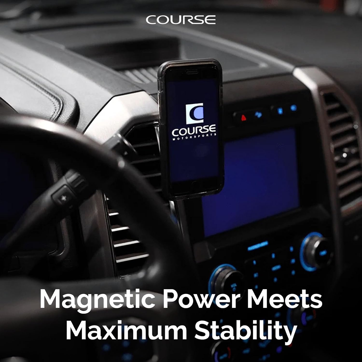 Course Motorsports Direct Fit Magnetic Phone Mount | Ford F150 Phone Mount | Compatible with Ford F150 (2015–2020), F250/F350/F450 (2017–2022), Expedition (2018–2021)