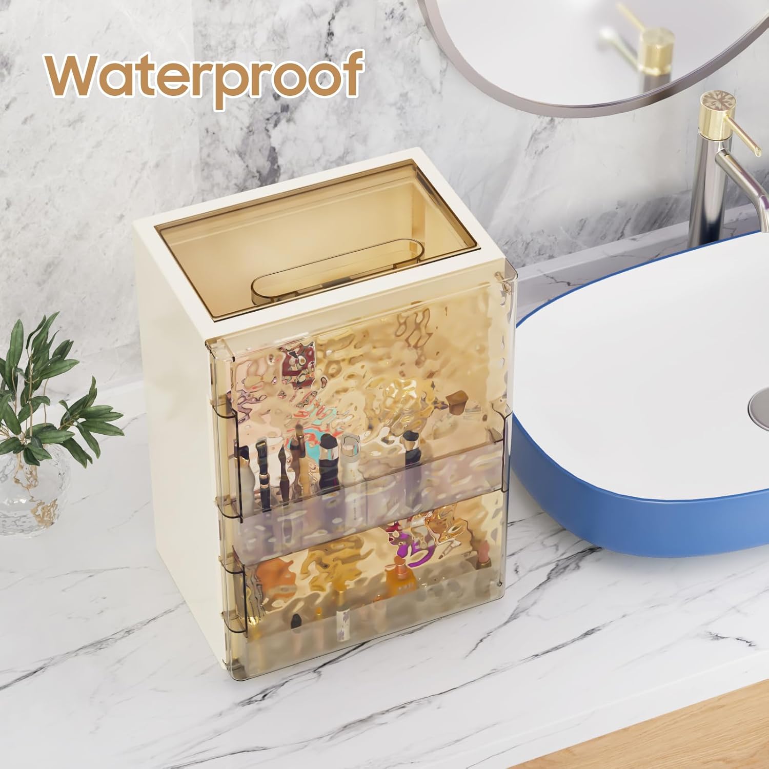 Makeup Organizer,Skincare Organizer with Drawers and Transparent Cover,Large Cosmetic Display Case for Vanity Organizer and Bathroom Countertop Storage.