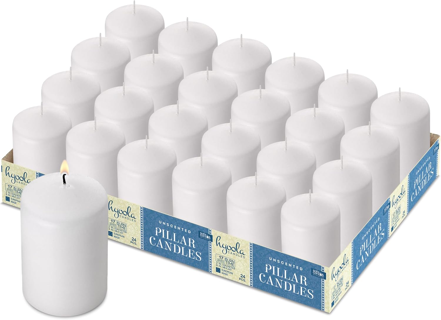Bougies Piliers Ivoire 50x75 Mm - Pack De 4 Bougies Inodores à Mèche Coton | Fabrication Européenne SafeCandle Auto-extinguible - 4