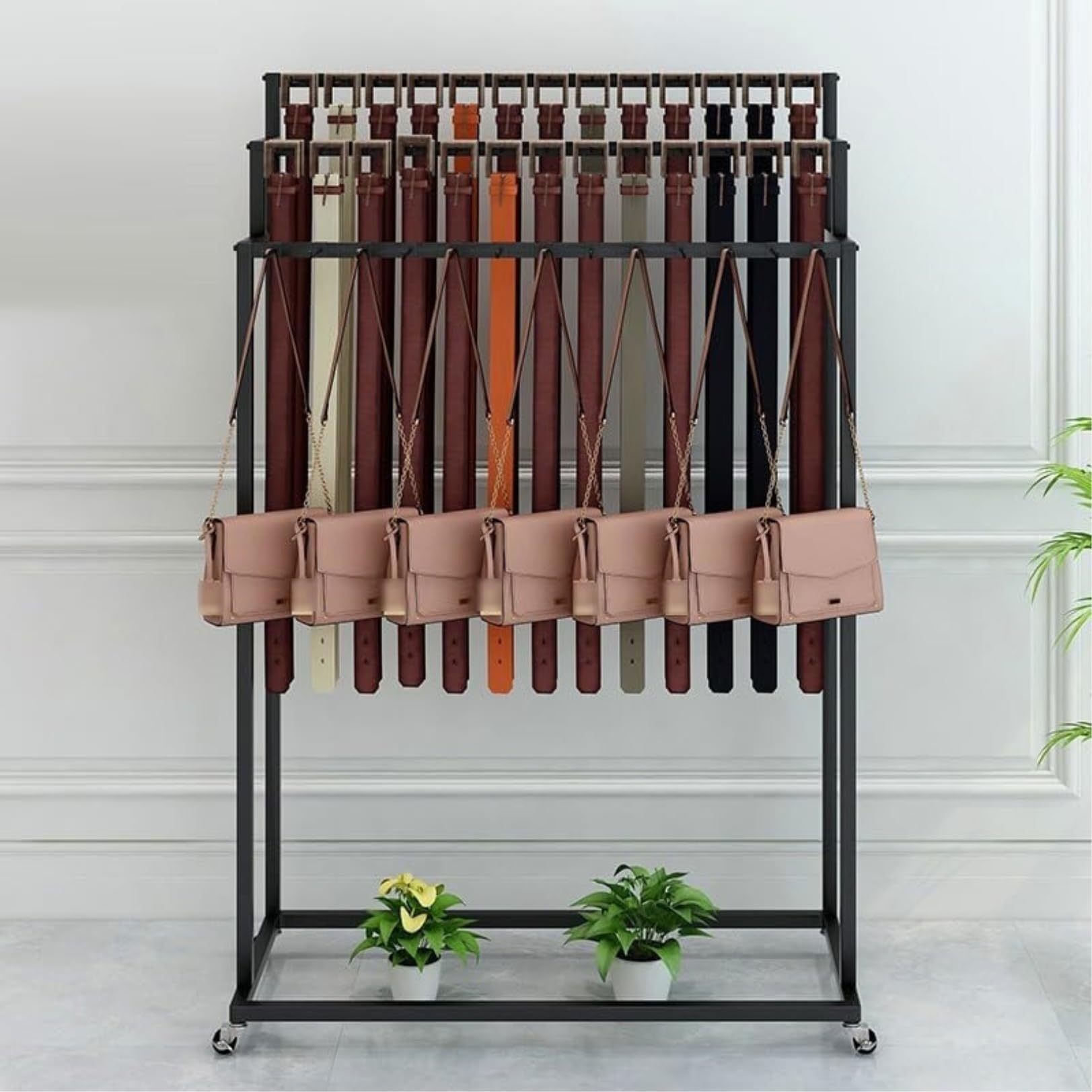 3-stöckiger Metallständer für Krawatten, Schals, Gürtel, Taschen und Accessoires, platzsparender Organizer für Schrank, Schlafzimmer, Geschäft