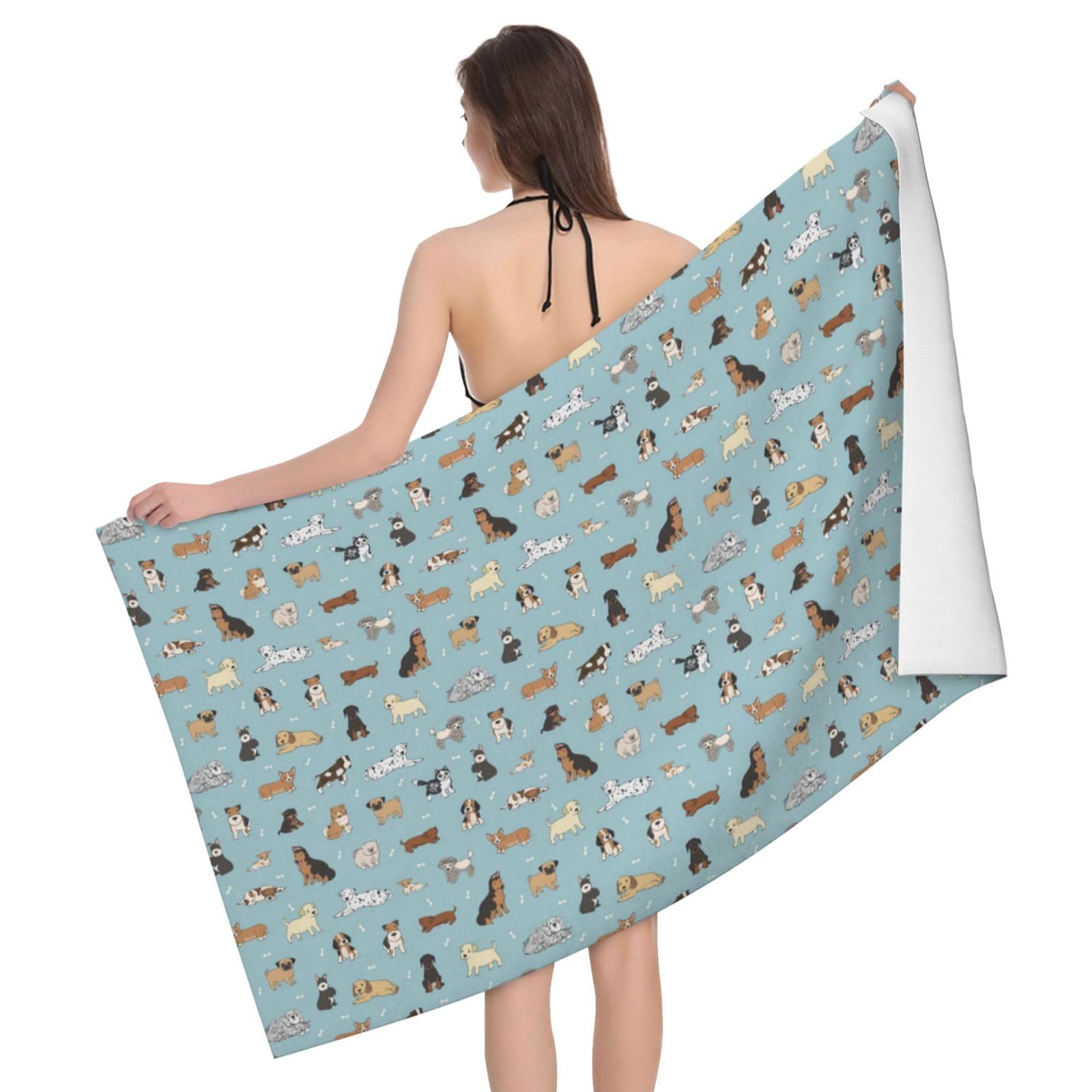 LSRCPD Microfiber Beach Towels For Adults & Kids, Dog Bath Towels, Oversized Sand Free Towel for women, Absorbent Quick Dry Beach Towels For Travel Swimming Camping Yoga Gym Sports, 130x80cm